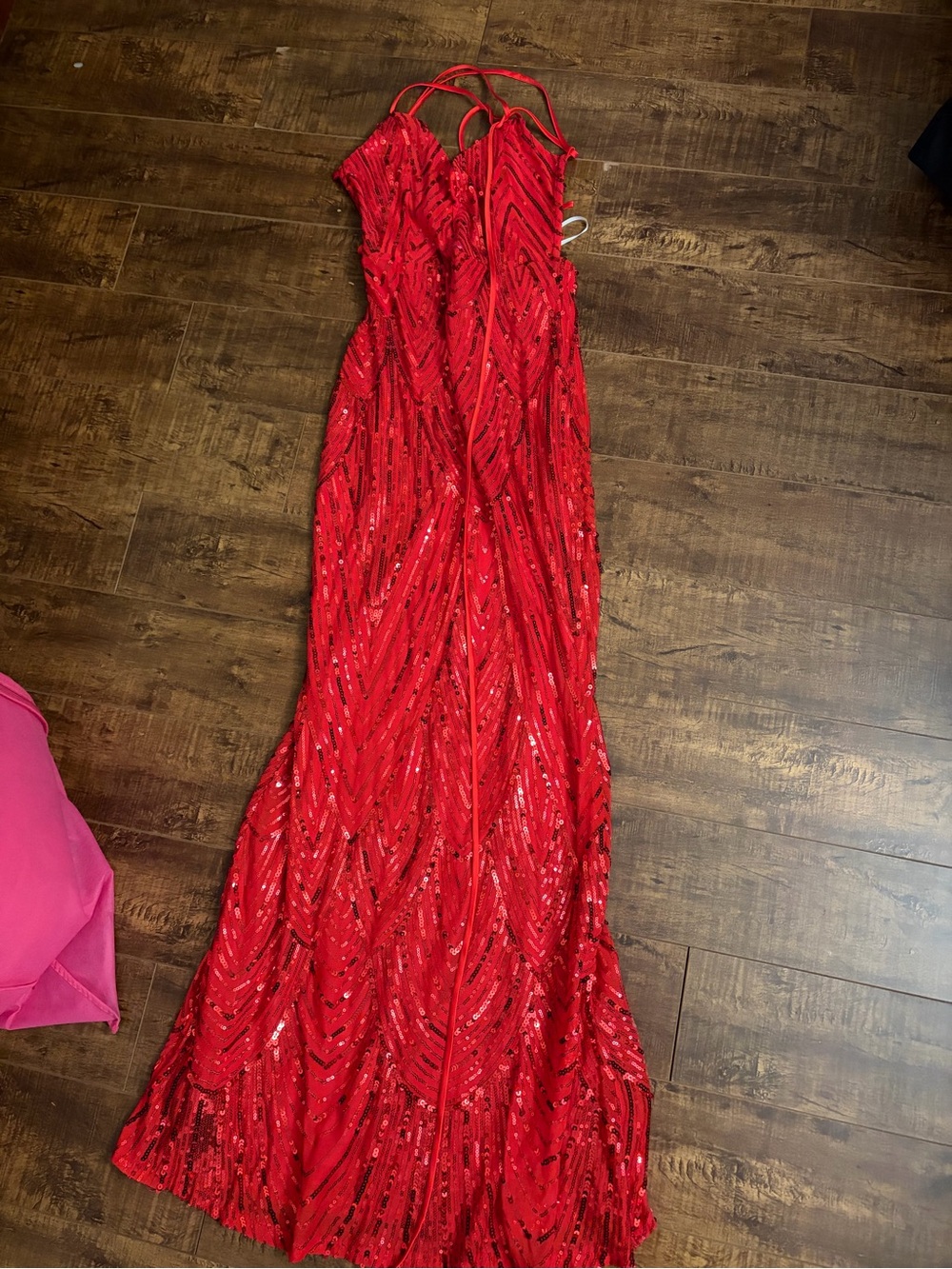 Hello Molly Red Sequin Strappy Gown